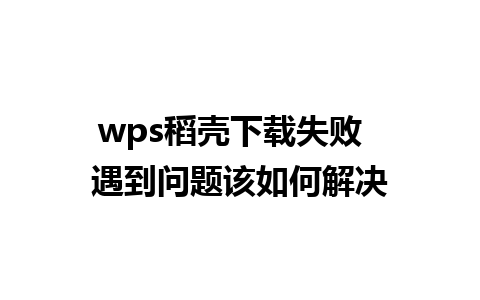 wps稻壳下载失败  遇到问题该如何解决