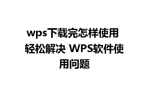 wps下载完怎样使用 轻松解决 WPS软件使用问题