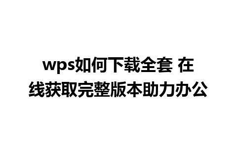 wps如何下载全套 在线获取完整版本助力办公