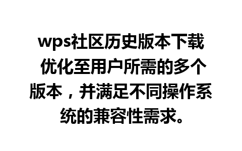 wps社区历史版本下载 优化至用户所需的多个版本，并满足不同操作系统的兼容性需求。