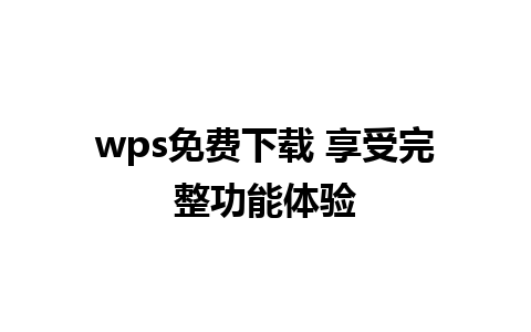 wps免费下载 享受完整功能体验