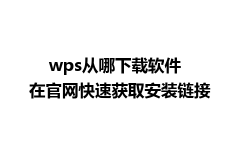 wps从哪下载软件  在官网快速获取安装链接