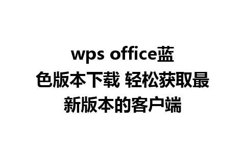 wps office蓝色版本下载 轻松获取最新版本的客户端