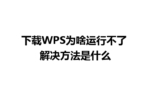 下载WPS为啥运行不了 解决方法是什么