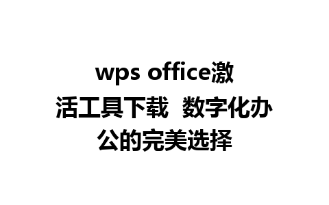 wps office激活工具下载  数字化办公的完美选择