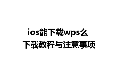 ios能下载wps么 下载教程与注意事项