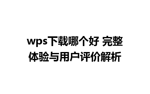 wps下载哪个好 完整体验与用户评价解析