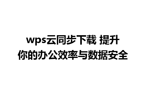 wps云同步下载 提升你的办公效率与数据安全