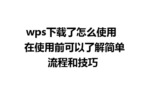 wps下载了怎么使用  在使用前可以了解简单流程和技巧