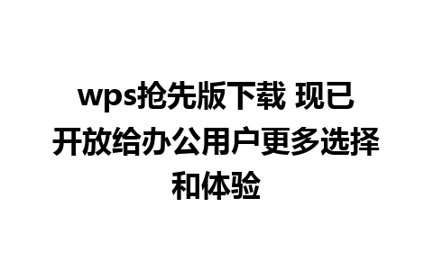 wps抢先版下载 现已开放给办公用户更多选择和体验