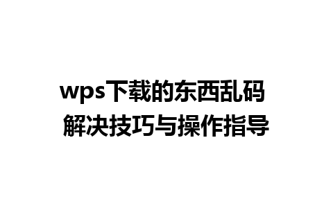 wps下载的东西乱码 解决技巧与操作指导