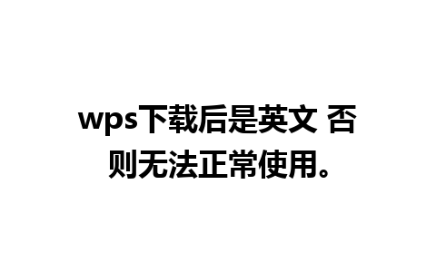 wps下载后是英文 否则无法正常使用。