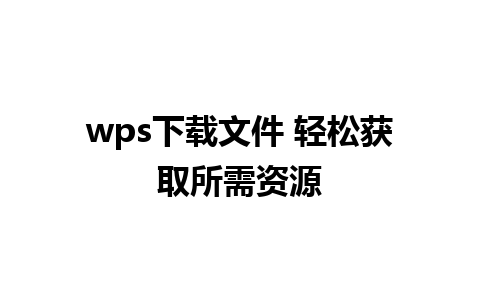 wps下载文件 轻松获取所需资源