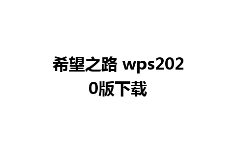 希望之路 wps2020版下载 