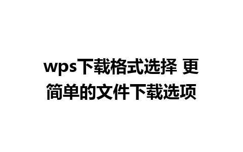 wps下载格式选择 更简单的文件下载选项