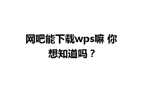 网吧能下载wps嘛 你想知道吗？