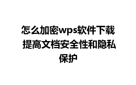 怎么加密wps软件下载 提高文档安全性和隐私保护