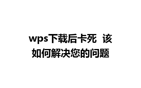 wps下载后卡死  该如何解决您的问题