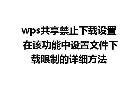 wps共享禁止下载设置 在该功能中设置文件下载限制的详细方法