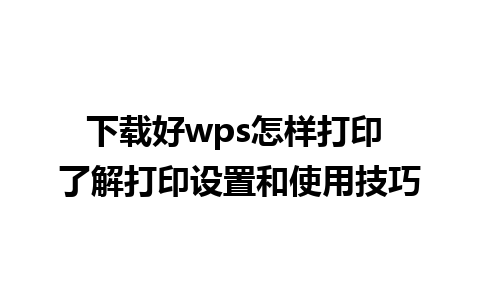 下载好wps怎样打印 了解打印设置和使用技巧