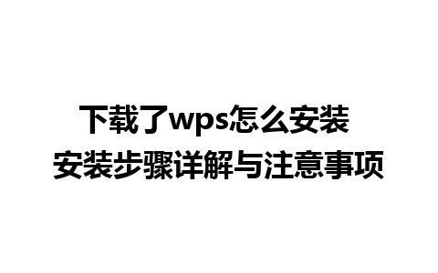 下载了wps怎么安装 安装步骤详解与注意事项