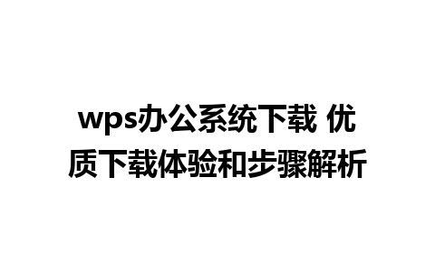 wps办公系统下载 优质下载体验和步骤解析