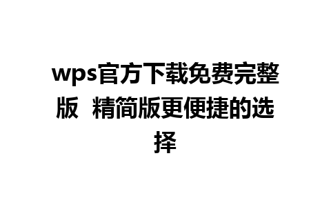 wps官方下载免费完整版  精简版更便捷的选择