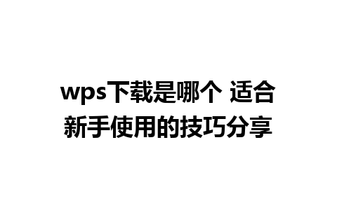 wps下载是哪个 适合新手使用的技巧分享