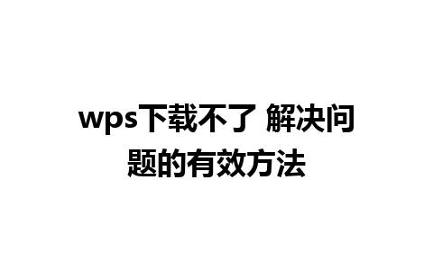 wps下载不了 解决问题的有效方法