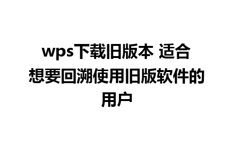 wps下载旧版本 适合想要回溯使用旧版软件的用户