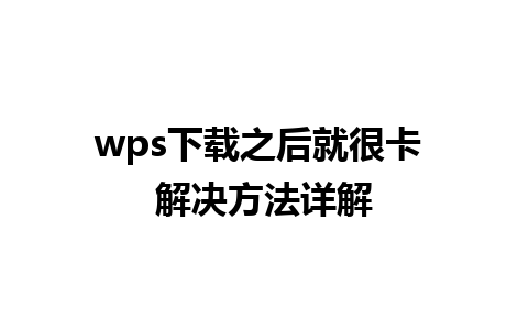 wps下载之后就很卡 解决方法详解