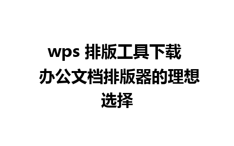 wps 排版工具下载  办公文档排版器的理想选择