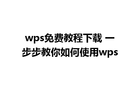 wps免费教程下载 一步步教你如何使用wps