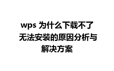 wps 为什么下载不了 无法安装的原因分析与解决方案