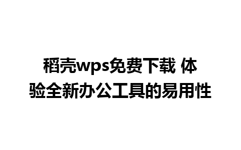 稻壳wps免费下载 体验全新办公工具的易用性