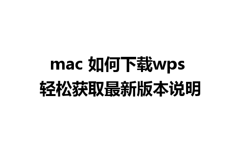 mac 如何下载wps 轻松获取最新版本说明