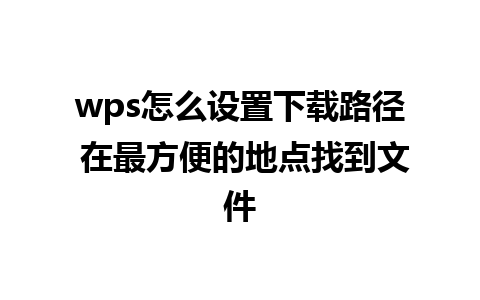 wps怎么设置下载路径 在最方便的地点找到文件 