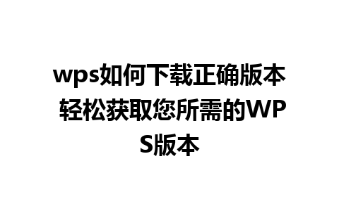 wps如何下载正确版本 轻松获取您所需的WPS版本