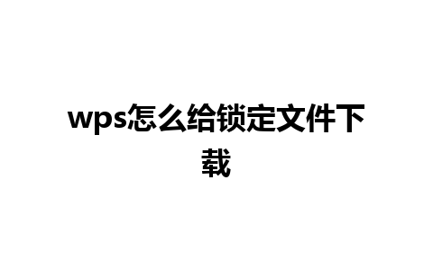 wps怎么给锁定文件下载