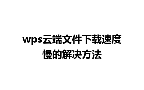 wps云端文件下载速度慢的解决方法