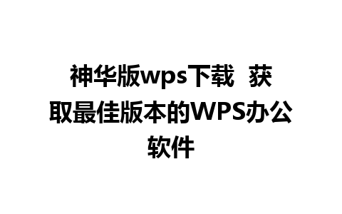 神华版wps下载  获取最佳版本的WPS办公软件