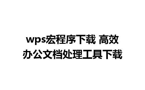 wps宏程序下载 高效办公文档处理工具下载