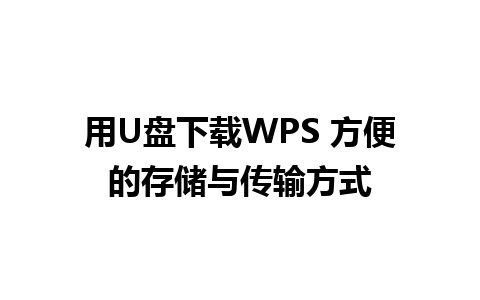 用U盘下载WPS 方便的存储与传输方式