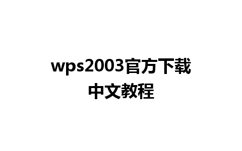 wps2003官方下载中文教程