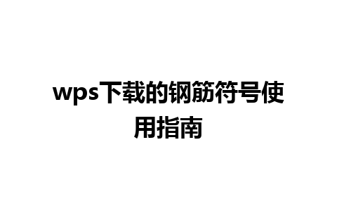 wps下载的钢筋符号使用指南