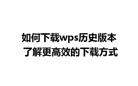 如何下载wps历史版本 了解更高效的下载方式