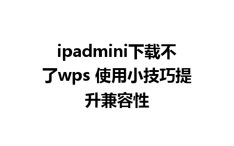 ipadmini下载不了wps 使用小技巧提升兼容性