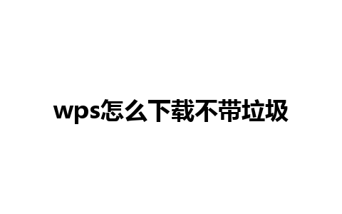 wps怎么下载不带垃圾