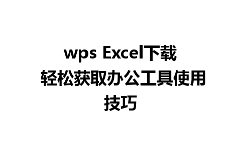 wps Excel下载 轻松获取办公工具使用技巧