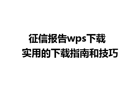 征信报告wps下载  实用的下载指南和技巧